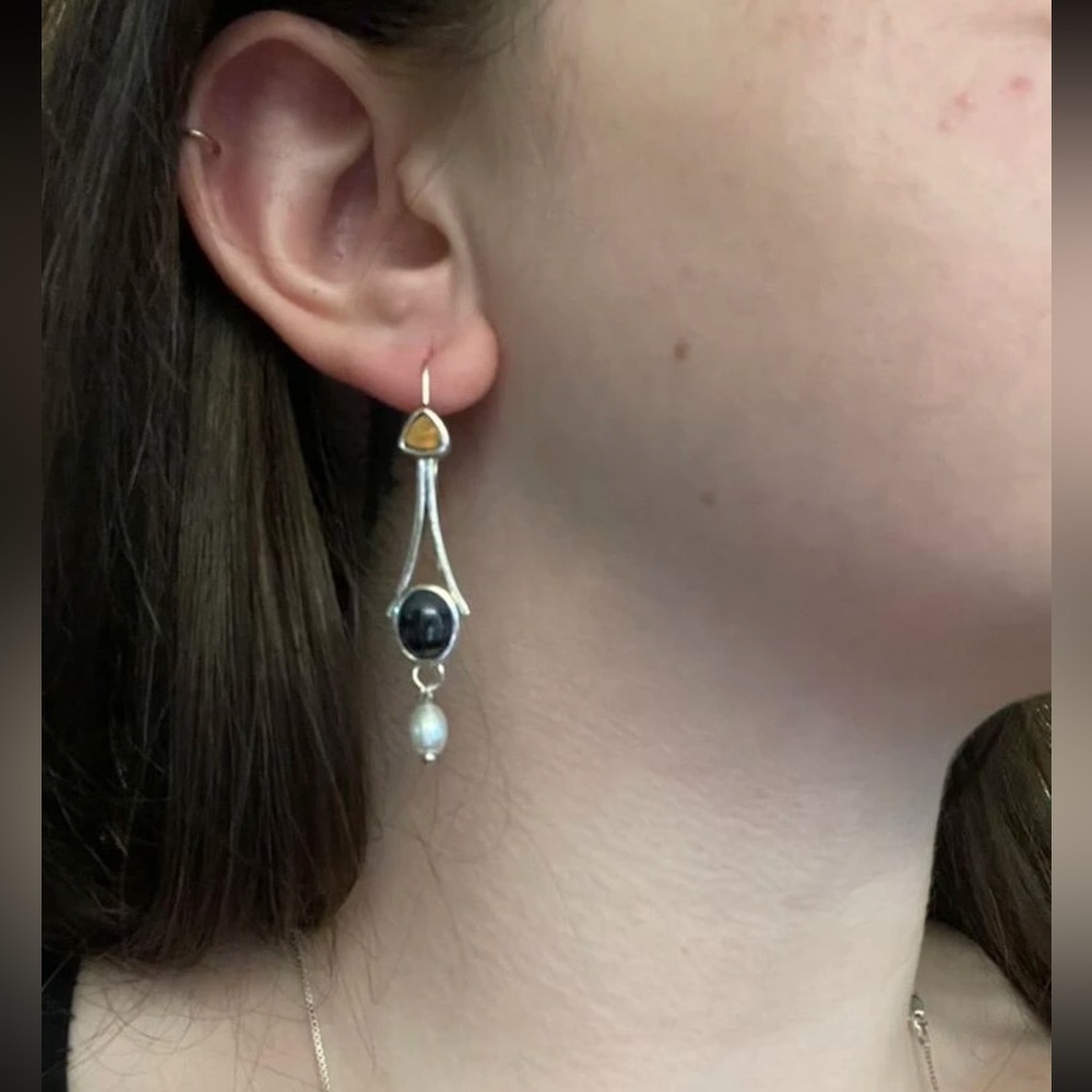 Faux Pearl Drop Earrings - Picture 9 of 12